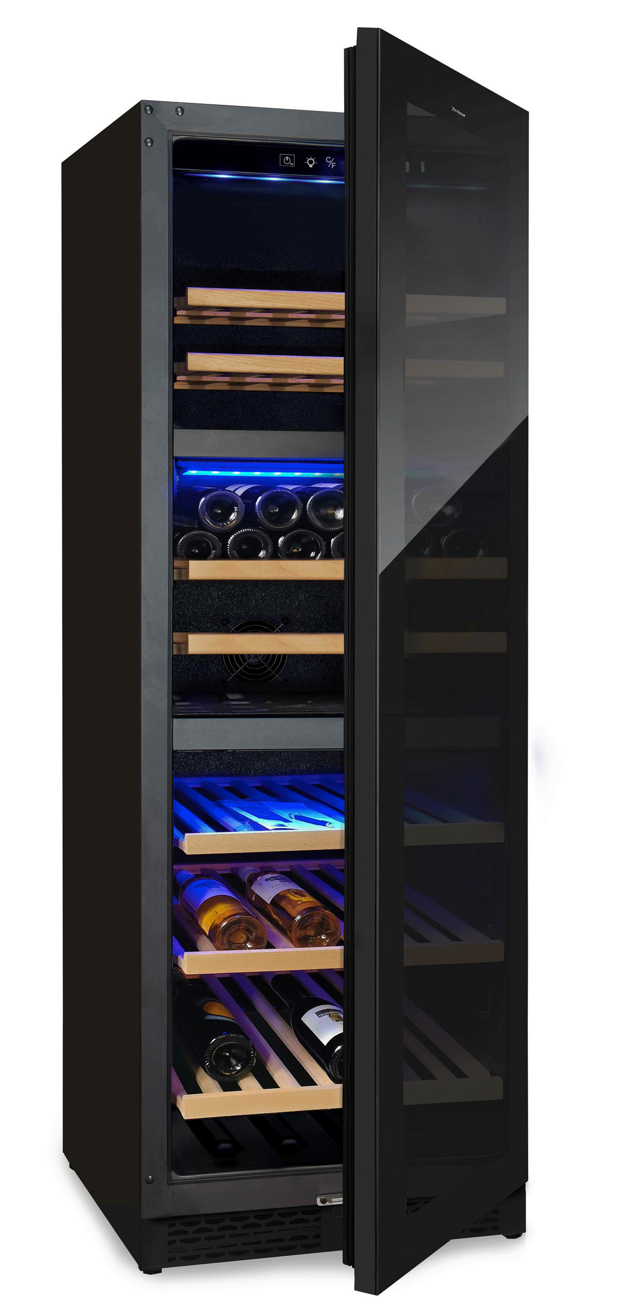 WEINKLIMASCHRANK - Schwarz, Basics, Glas/Holz (71/59.50/172cm) - Trisa Electronics