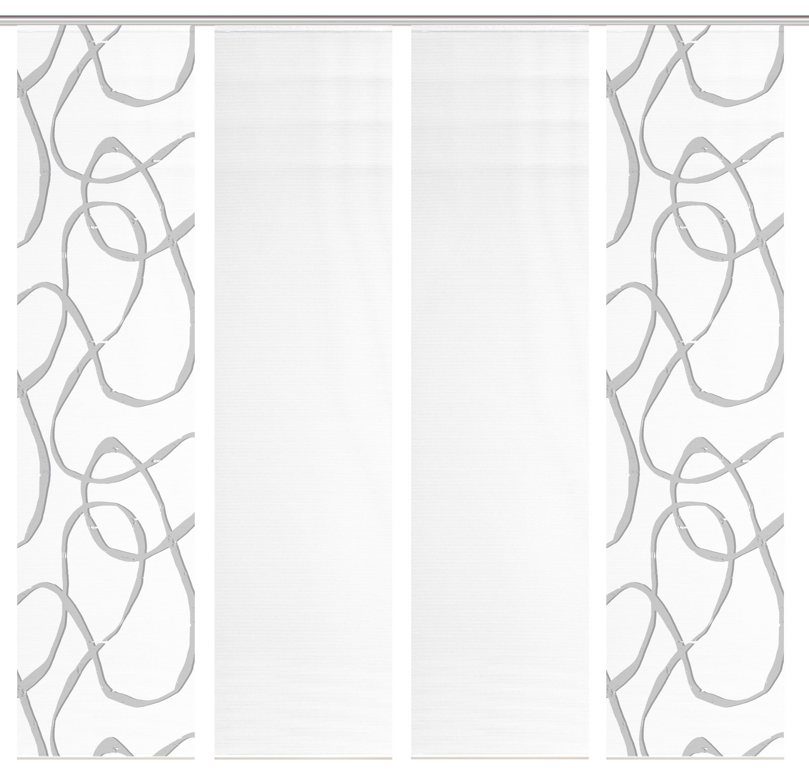 FLÄCHENVORHANG  4 Stück  blickdicht  60/260 cm   - Grau Hochglanz/Weiß, KONVENTIONELL, Textil (60/260cm)