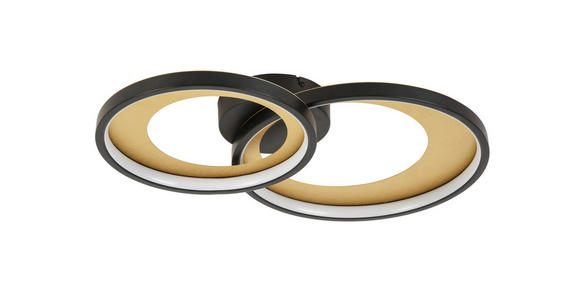 LED-DECKENLEUCHTE RING - Goldfarben/Schwarz, Design, Kunststoff/Metall (55/35/8,5cm) - Novel