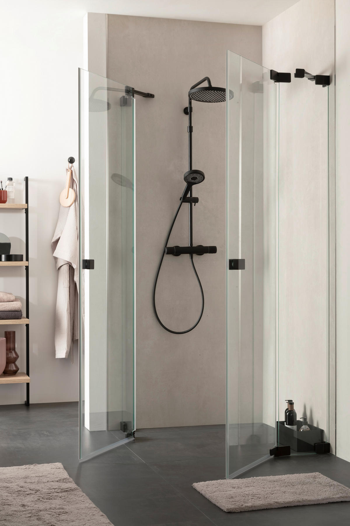 DUSCHKABINE 100/200/100 cm  in Schwarz  - Schwarz, MODERN, Glas/Metall (100/200/100cm) - Schöner Wohnen