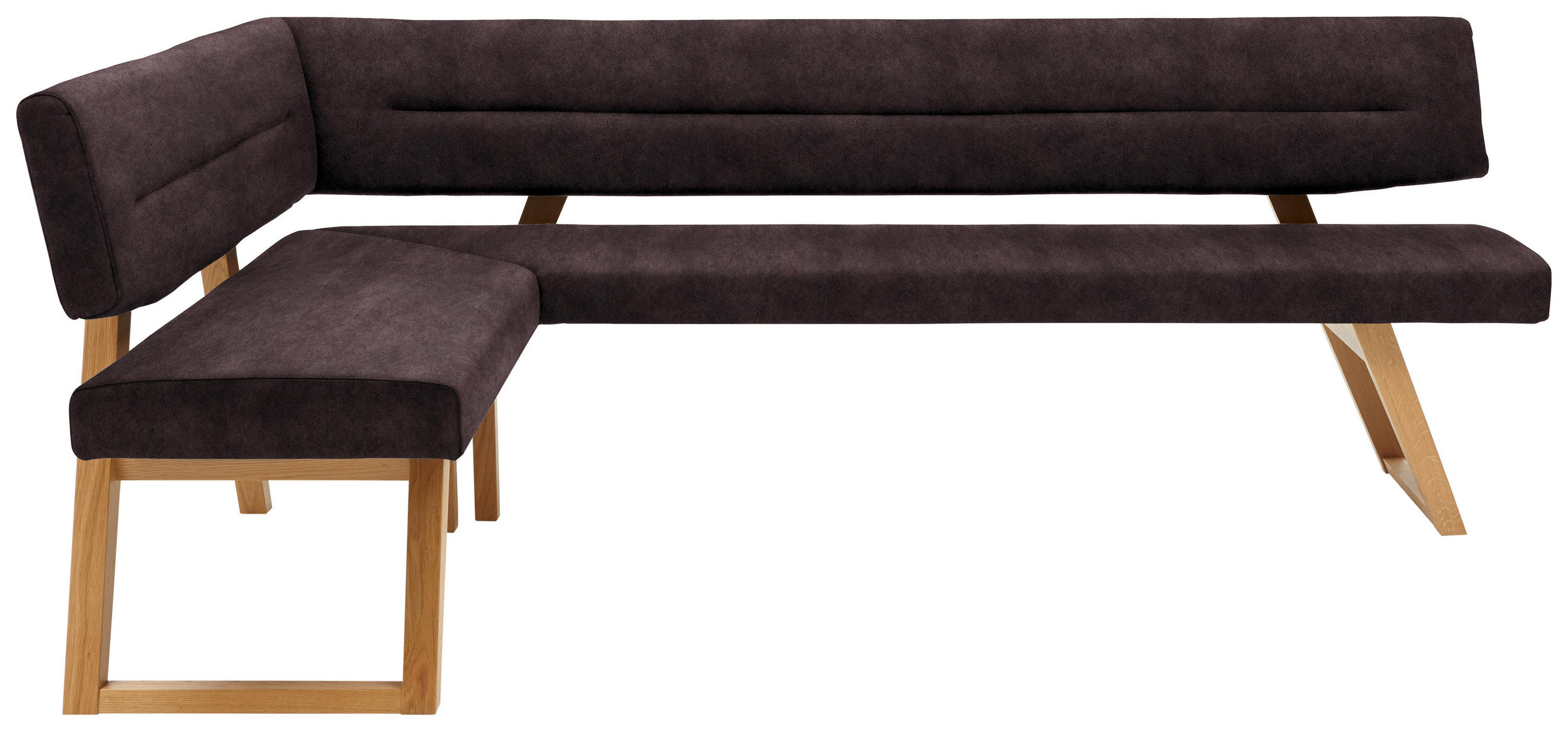 ECKBANK Holz, Textil Dunkelbraun  - Eichefarben/Dunkelbraun, Konventionell, Holz/Textil (155/225cm) - Dieter Knoll
