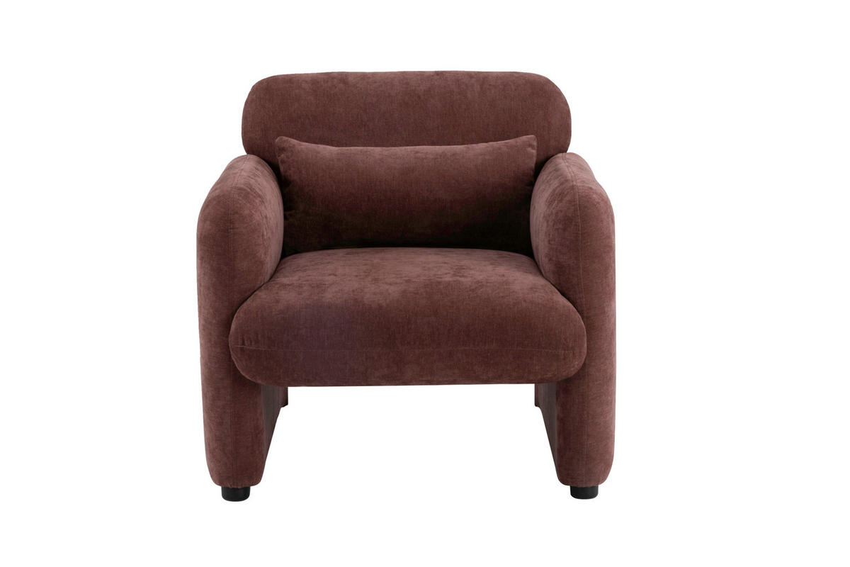 SESSEL in Samt Dunkelrot  - Schwarz/Dunkelrot, Design, Kunststoff/Textil (83/83/76cm) - MID.YOU