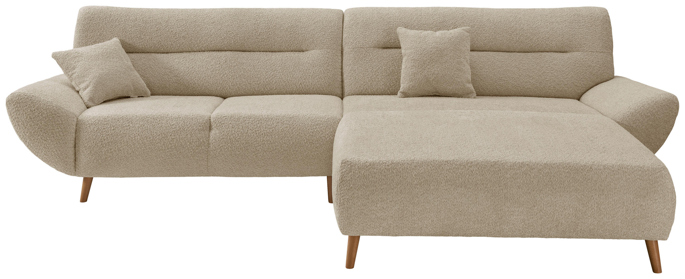 ECKSOFA in Bouclé Beige  290/166 cm  - Wildeiche/Beige, KONVENTIONELL, Holz/Textil (290/166cm) - MID.YOU