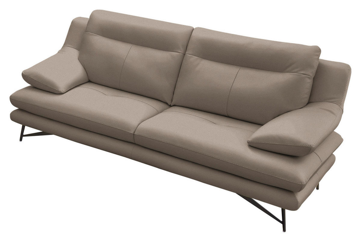 2,5-SITZER in Leder Greige  - Greige/Schwarz, Design, Leder/Metall (195/90/109cm)