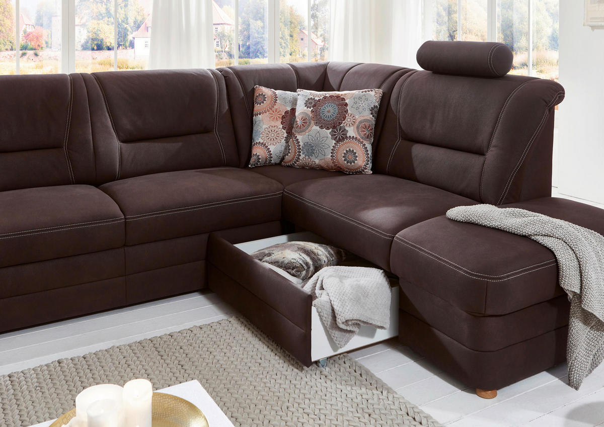 SAROKKANAPÉ fa, fém, textil  - bézs, Konventionell, textil/fa (162/327/218cm) - Beldomo Comfort