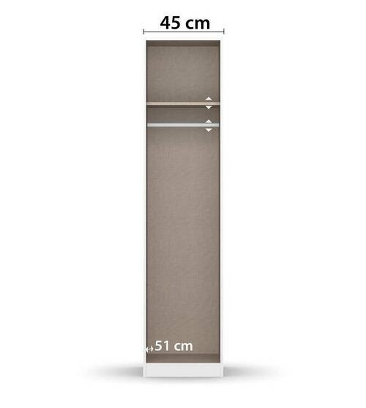 DREHTÜRENSCHRANK 47/197/54 cm 1-türig Eiche Artisan, Weiß Hochglanz  - Chromfarben/Weiß Hochglanz, MODERN, Holzwerkstoff/Kunststoff (47/197/54cm) - Rauch Möbel