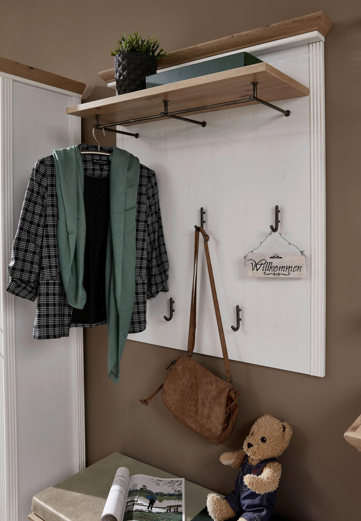 GARDEROBENPANEEL  in 93/107/30 cm  - Eichefarben/Pinienfarben, ROMANTIK / LANDHAUS, Holzwerkstoff (93/107/30cm) - Landscape