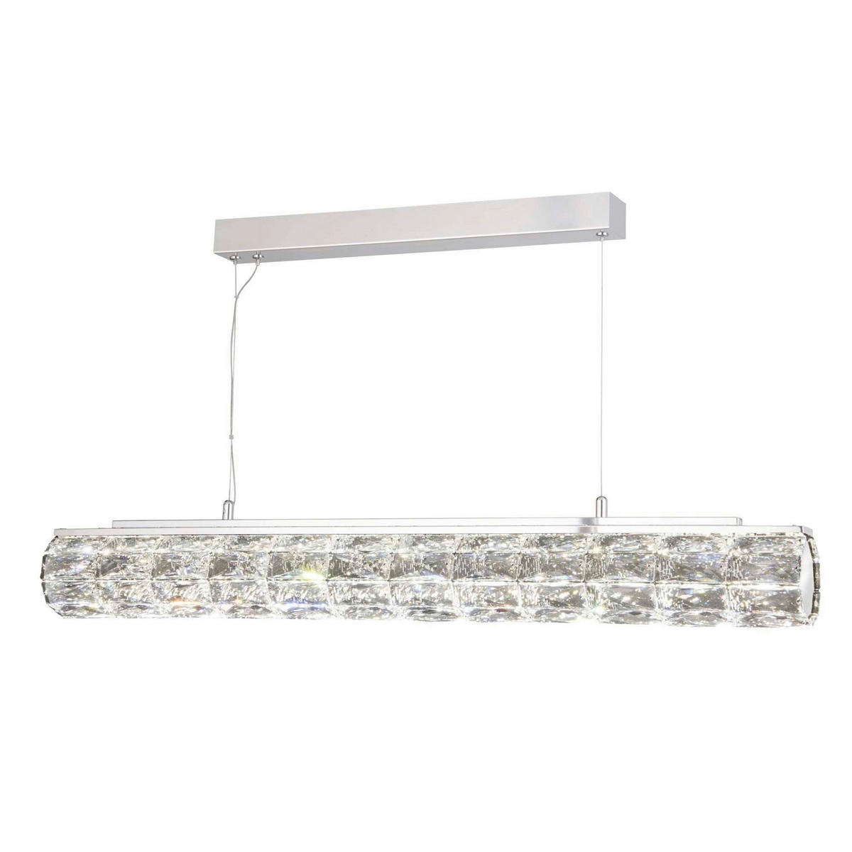KRISTALL-HÄNGELEUCHTE 91/11/150 cm   - Chromfarben, Design, Glas/Metall (91/11/150cm)