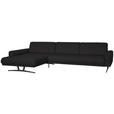 ECKSOFA in Echtleder Schwarz  - Anthrazit/Schwarz, KONVENTIONELL, Leder/Metall (182/324cm) - Ambiente