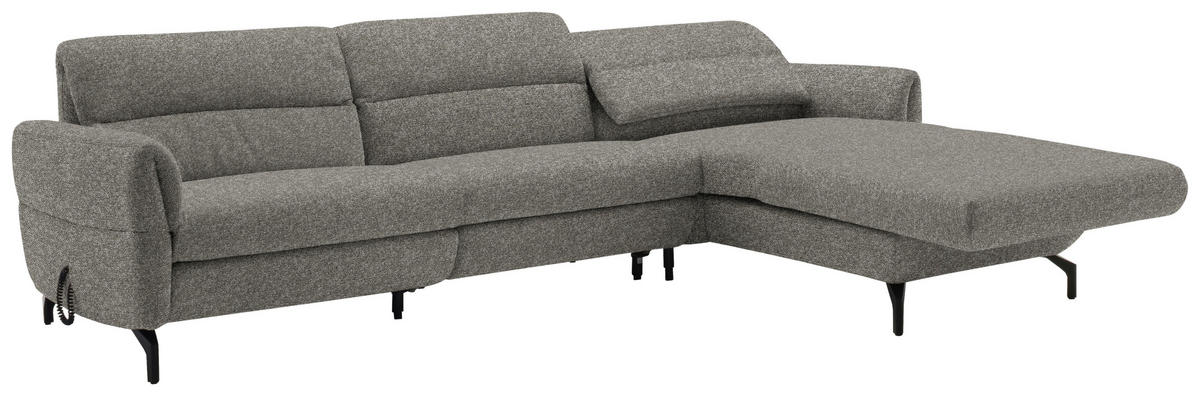 ECKSOFA Greige Chenille  - Greige/Schwarz, Design, Textil/Metall (299/187cm) - Schöner Wohnen