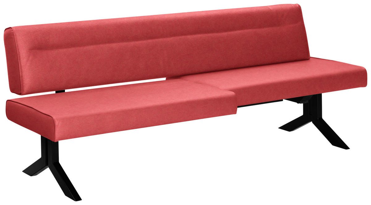 SITZBANK 220/87/70-86 cm Lederlook (vegan) Rot  - Rot/Schwarz, KONVENTIONELL, Textil/Metall (220/87/70-86cm) - Moderano