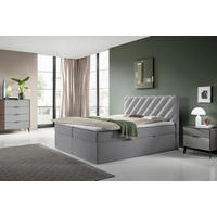 BOXBETT 140/200 cm  in Hellgrau  - Hellgrau/Schwarz, Modern, Textil (140/200cm) - MID.YOU