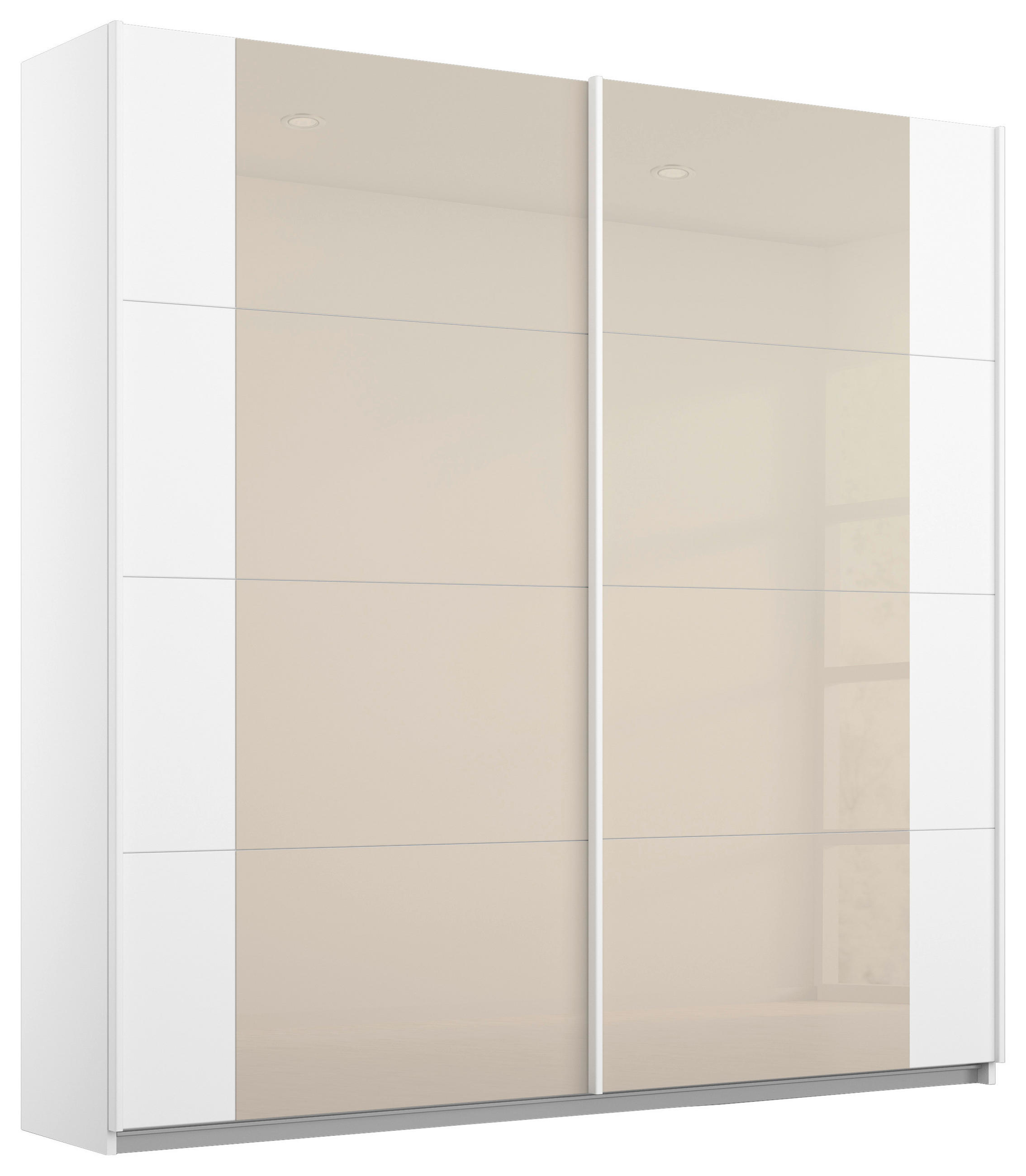 SCHWEBETÜRENSCHRANK 181/210/62 cm,  in Weiß, Champagner, 2 Tür(en)  - Champagner/Weiß, MODERN, Glas/Holzwerkstoff (181/210/62cm) - Rauch Möbel