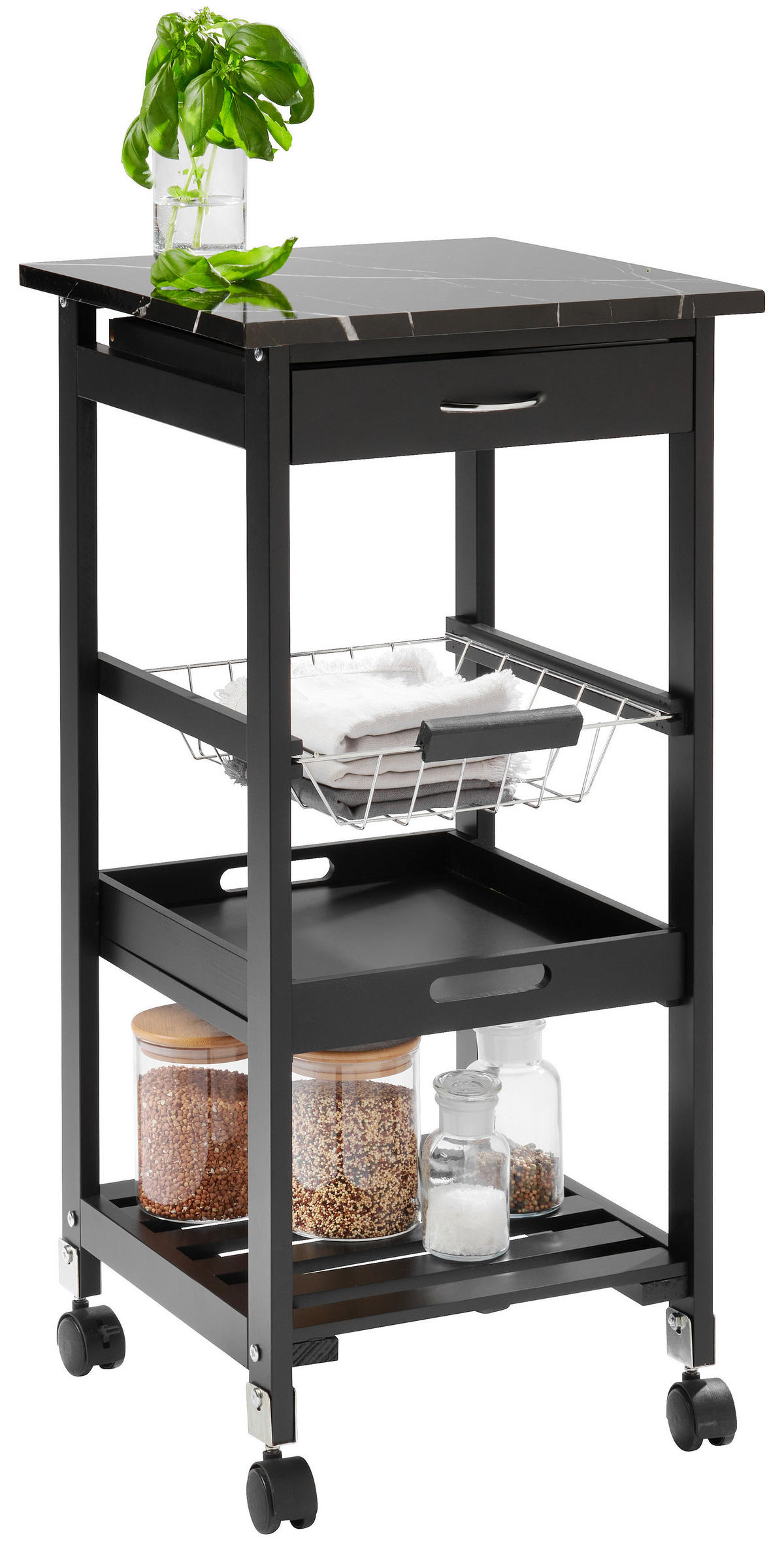 RULLVAGN in massiv svart  - svart, Basics, trä/plast (37/76/37cm) - Homeware Profession.