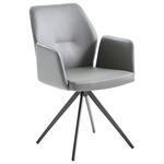 ARMLEHNSTUHL  in Stahl Echtleder  - Schwarz/Grau, Design, Leder/Metall (58/88/59cm) - Novel