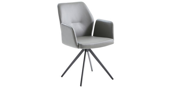 ARMLEHNSTUHL   Echtleder  - Schwarz/Grau, Design, Leder/Metall (58/88/59cm) - Novel