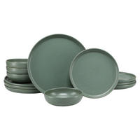 TAFELSERVICE Uno 12-teilig  - Salbeigrün, Basics, Keramik - Creatable