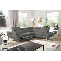 ECKSOFA  in Echtleder Grau  283/228 cm  - Silberfarben/Grau, Design, Leder/Metall (283/228cm) - Livetastic