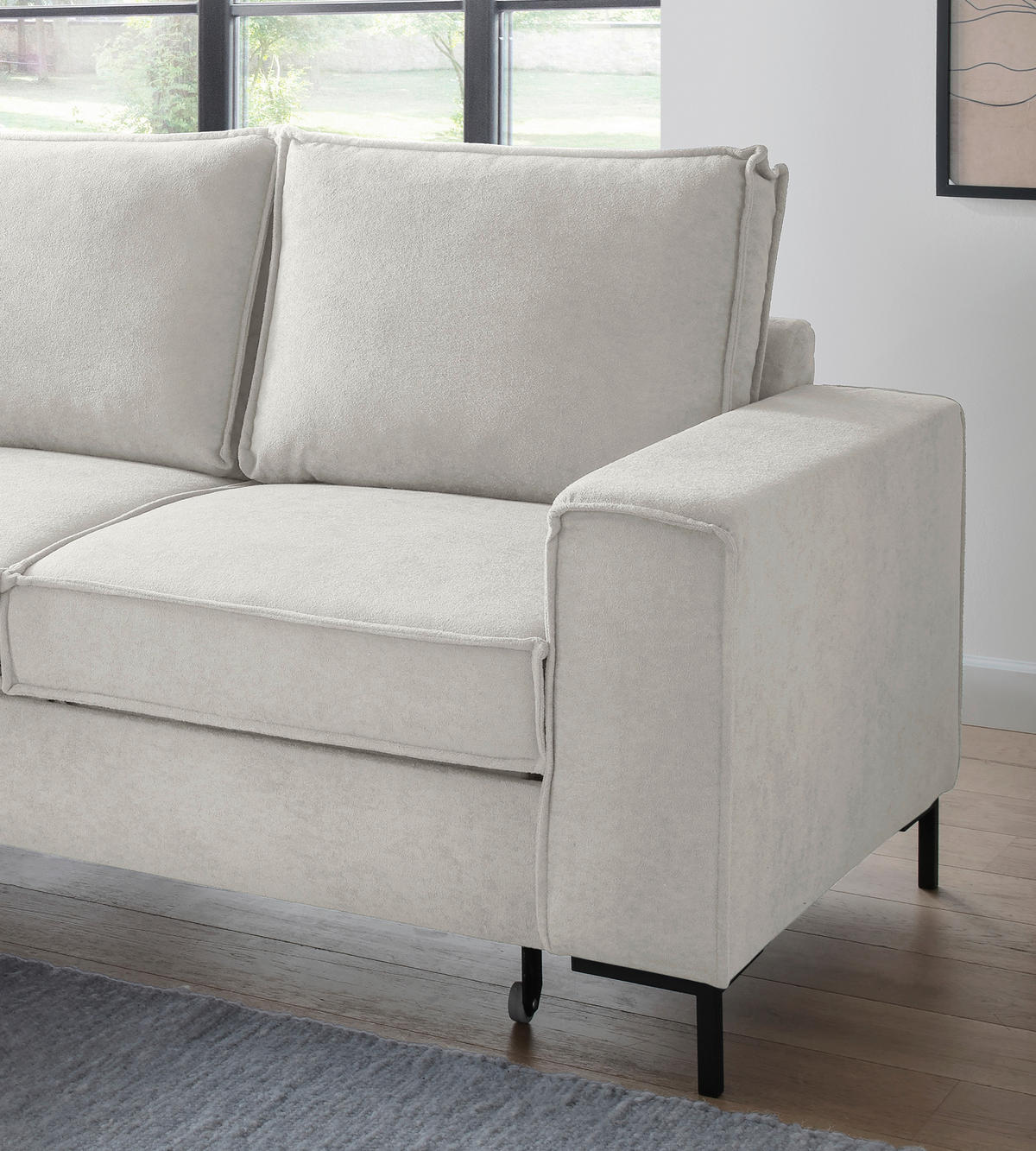 KUTNA GARNITURA tekstil  bež   - bež/crna, Moderno, tekstil/metal (150/240cm) - Livetastic