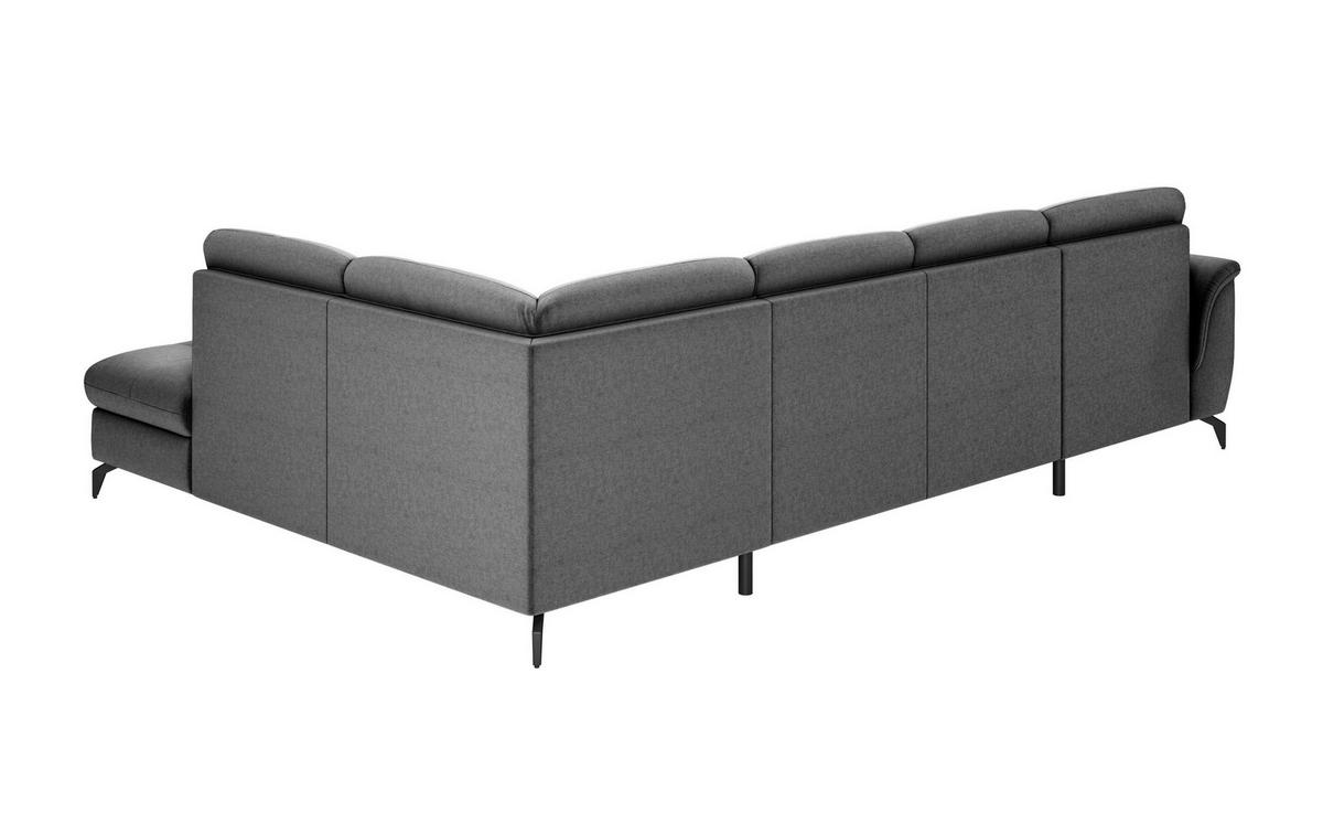 WOHNLANDSCHAFT Dunkelgrau Flachgewebe  - Dunkelgrau/Schwarz, MODERN, Textil/Metall (164/319/212cm) - Sit & More