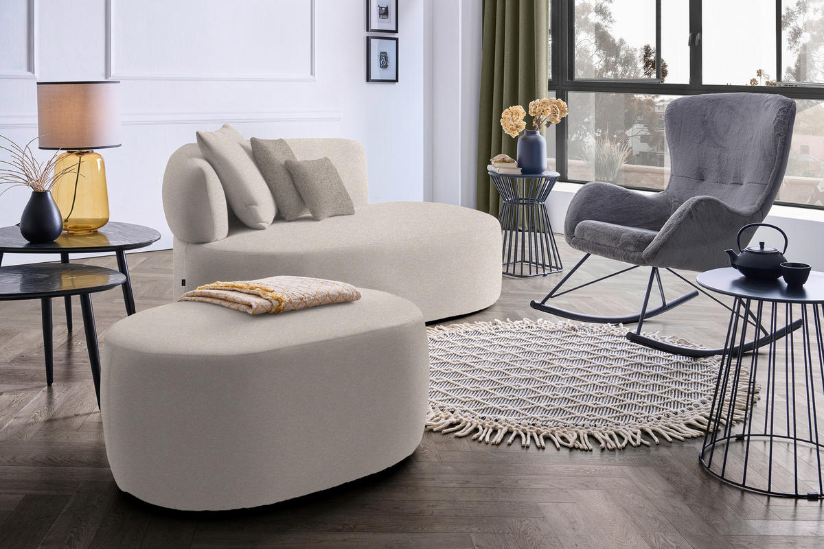 RÉCAMIERE  in Plüsch Greige, Graubraun  - Greige/Graubraun, MODERN, Kunststoff/Textil (166/86/105cm) - Hom`in