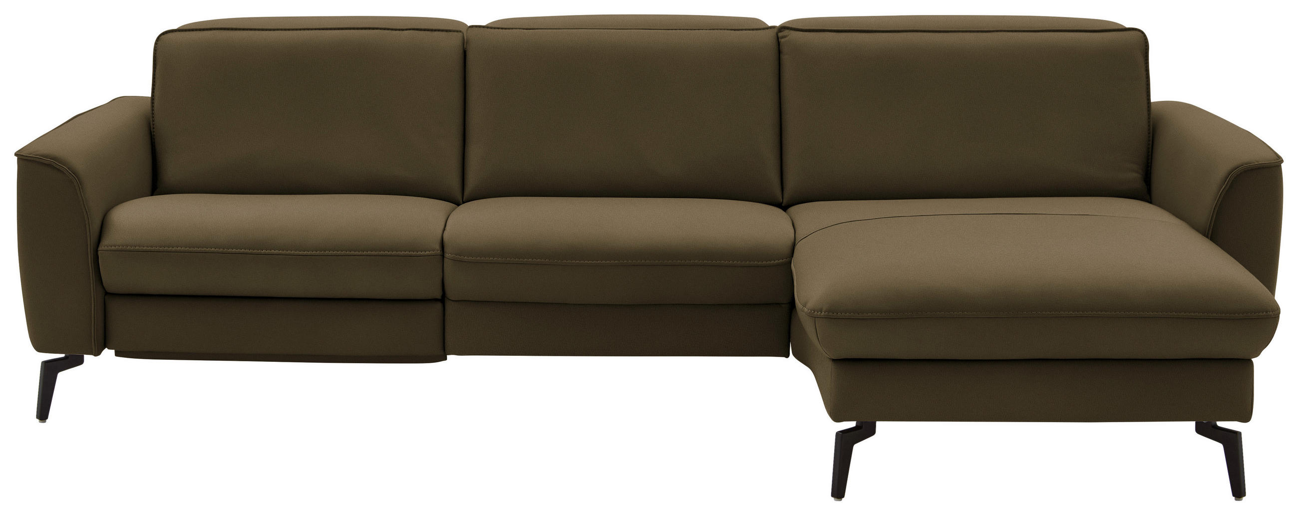 ECKSOFA in Echtleder Grün   - Schwarz/Grün, Natur, Leder/Metall (281/168cm) - Valdera