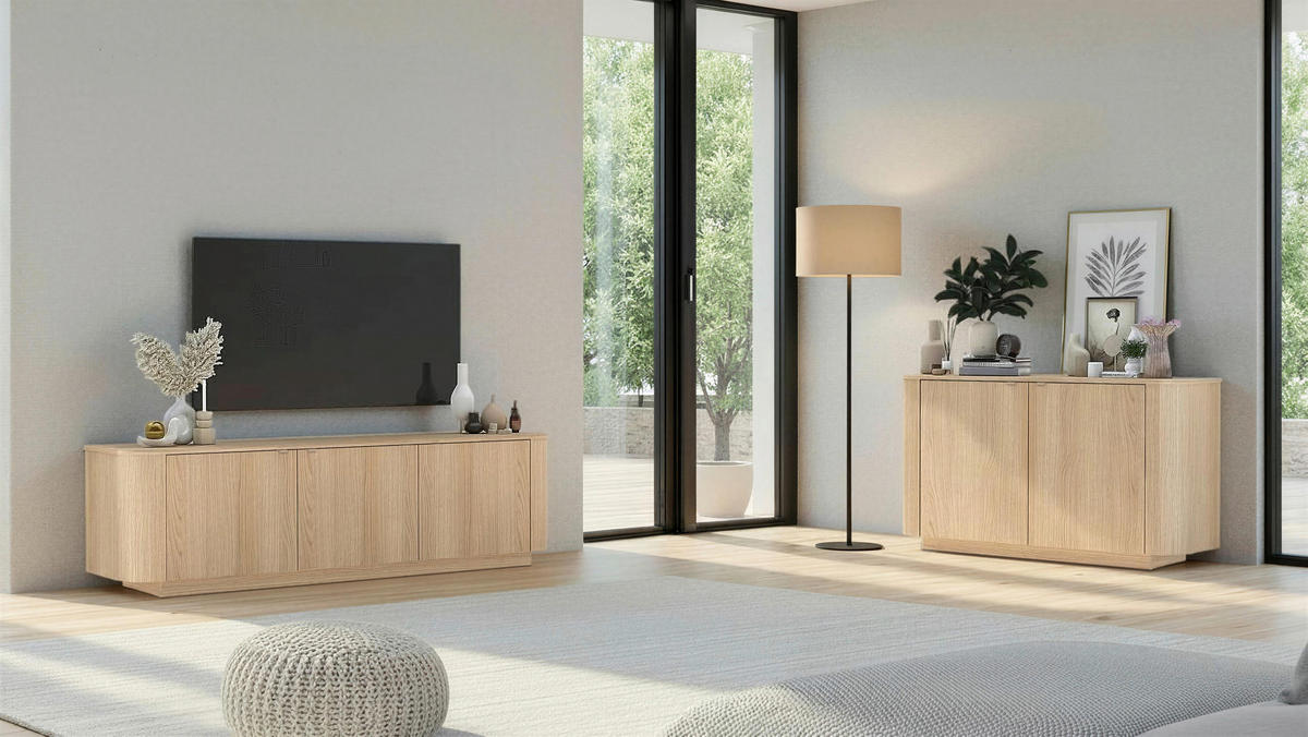 SIDEBOARD  in 131/76/43 cm  - Eichefarben, Design, Holzwerkstoff/Metall (131/76/43cm) - MID.YOU