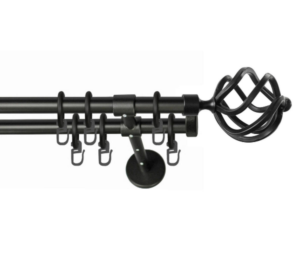 VORHANGSTANGE 230 cm  - Schwarz, KONVENTIONELL, Metall (230cm)