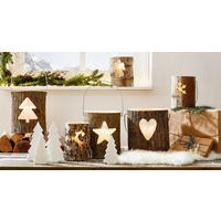 WINDLICHT - Naturfarben, Natur, Glas/Holz (21/26cm) - X-Mas