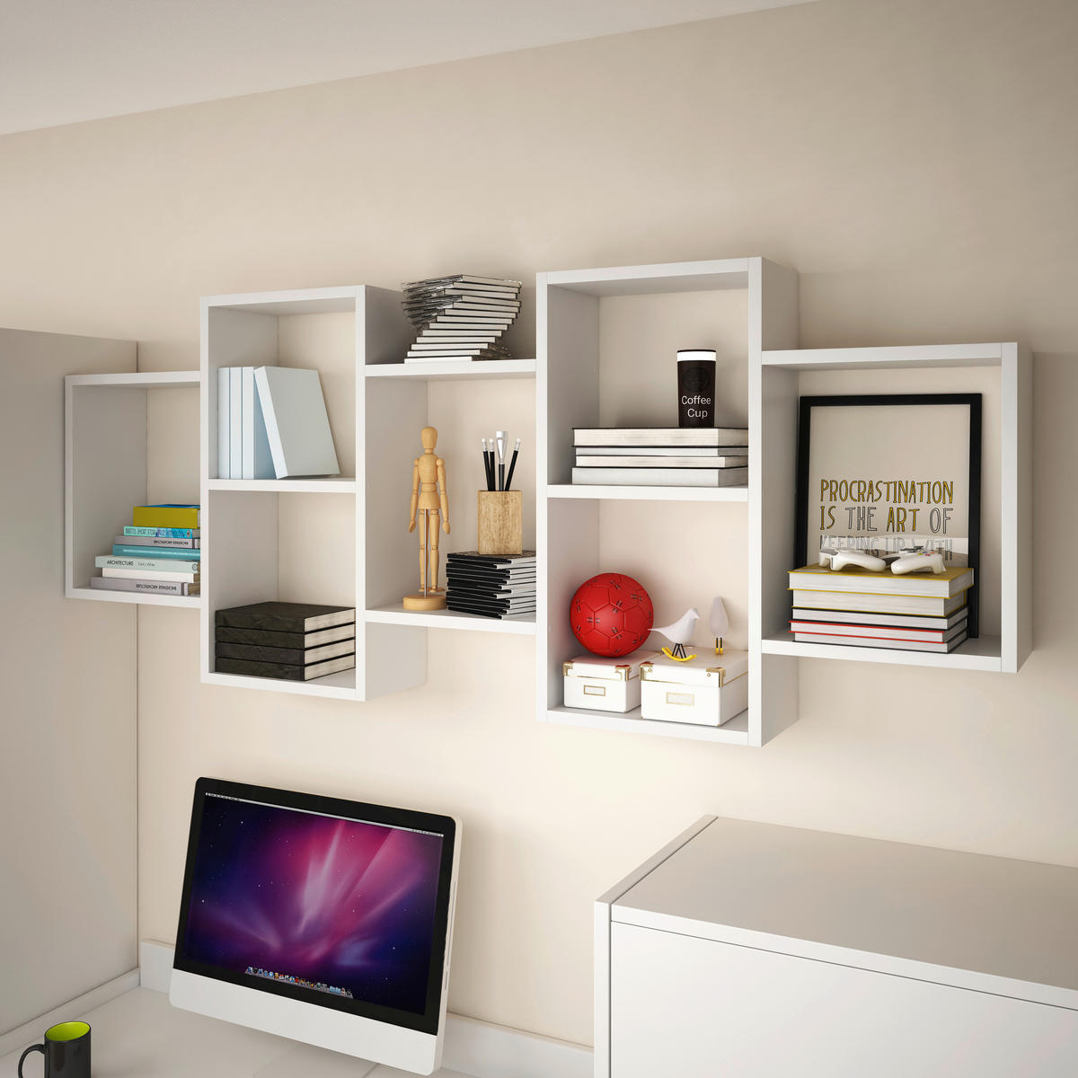 FALIPOLC 160,8/65/18 cm  - fehér, Basics, faalapú anyag (160,8/65/18cm) - MID.YOU