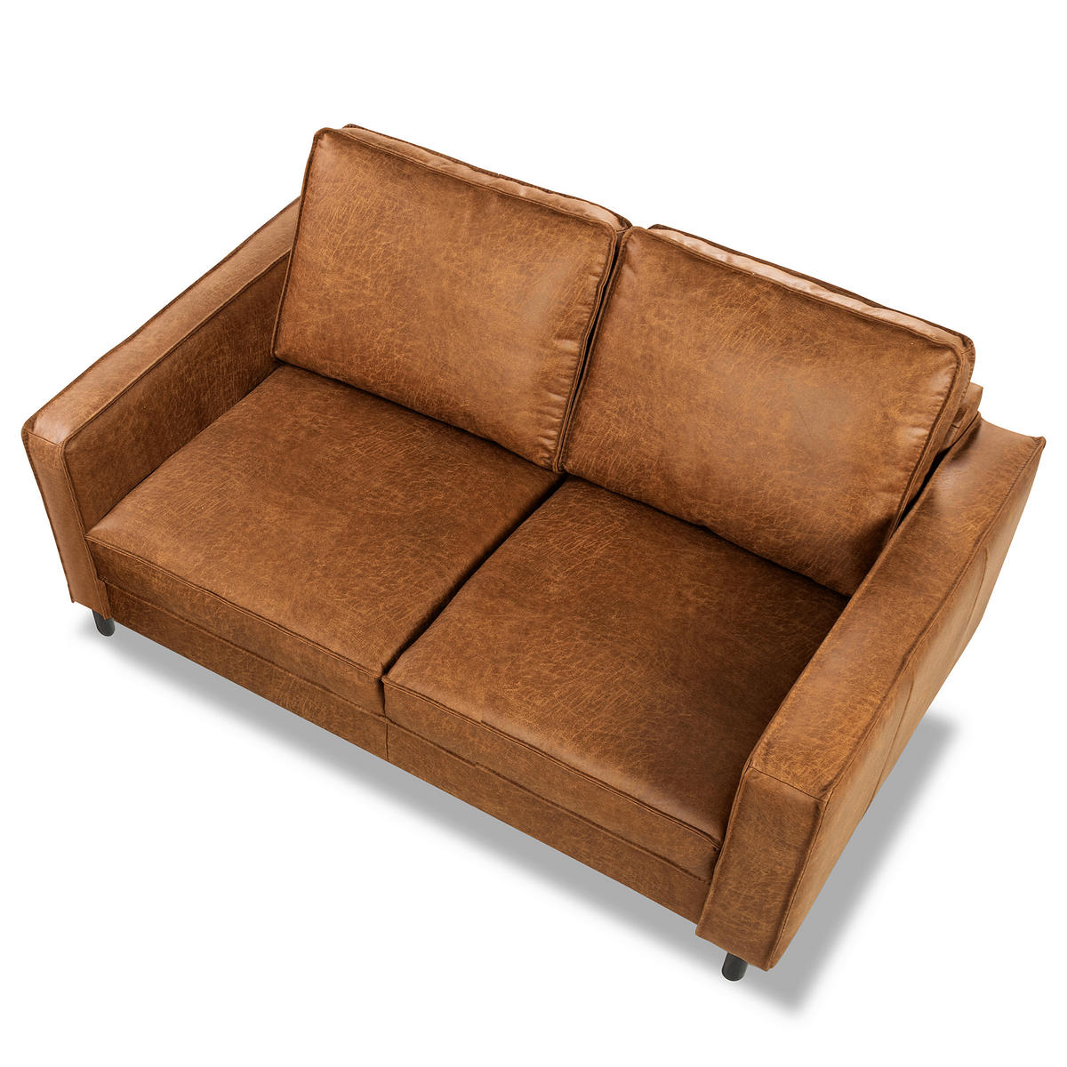 2-SITZER-SOFA  in Lederlook Echtleder Hellbraun Modern  - Hellbraun, Design, Leder/Textil (148/85/92cm) - Livetastic
