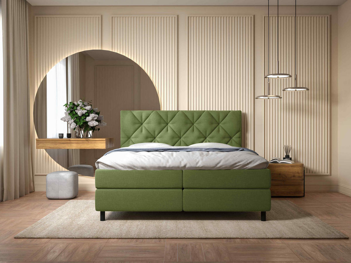 BOXBETT 140/200 cm  in Grün  - Schwarz/Grün, Design, Holz/Holzwerkstoff (140/200cm) - Esposa