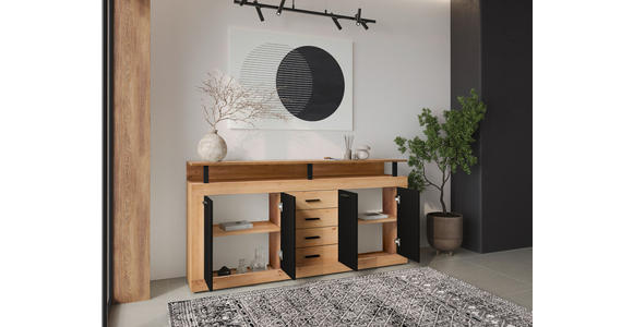 SIDEBOARD in 195/88/38 cm - Anthrazit/Schwarz, KONVENTIONELL, Holzwerkstoff/Kunststoff (195/88/38cm) - Xora