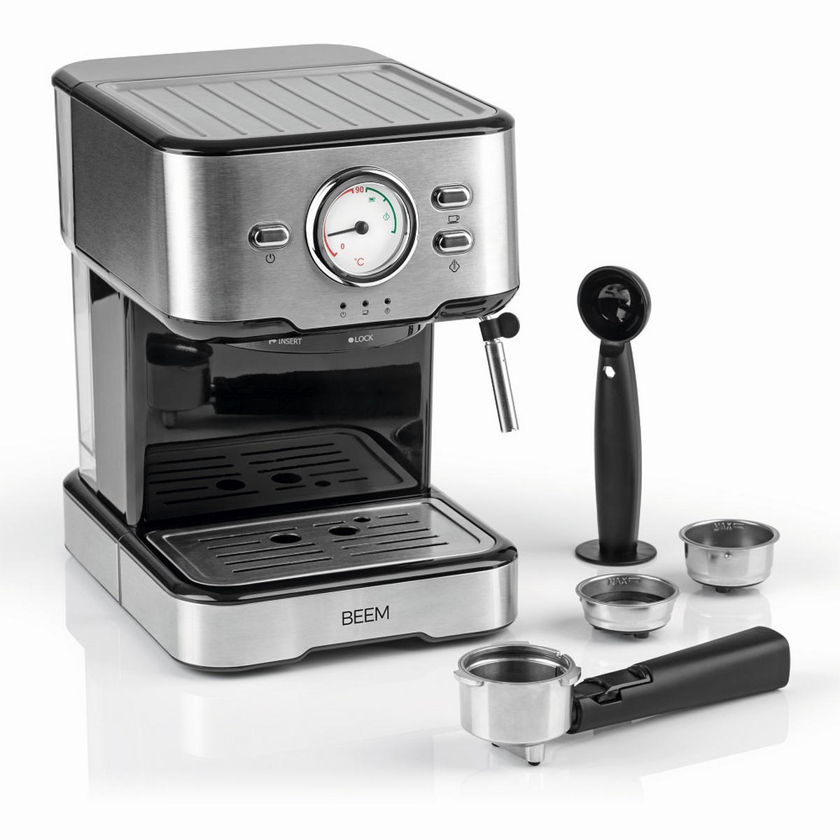 ESPRESSOMASCHINE Beem  - Edelstahlfarben/Schwarz, Basics, Kunststoff/Metall (32/27,5/30cm) - Beem