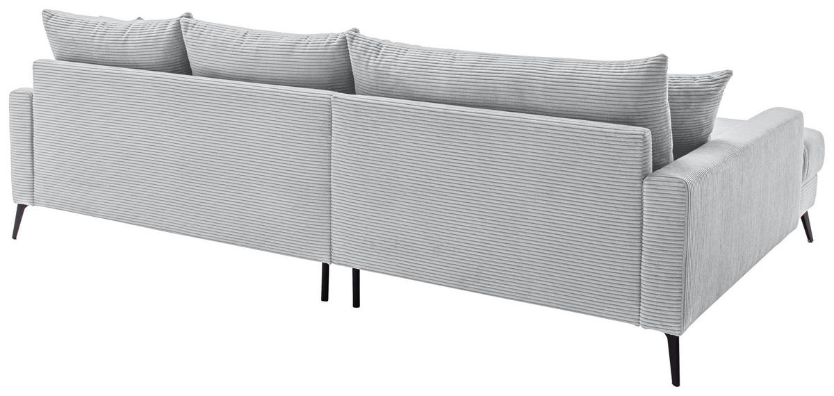 ECKSOFA Hellgrau Cord  - Hellgrau/Schwarz, KONVENTIONELL, Textil/Metall (173/280cm) - Hom`in