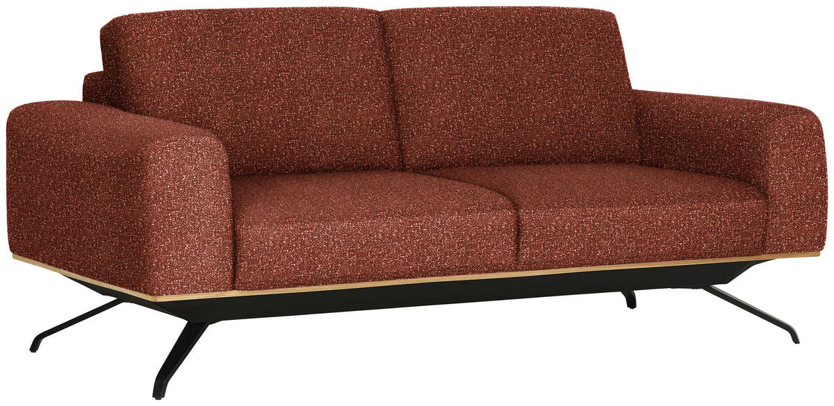 3-SITZER-SOFA Struktur Rostfarben  - Rostfarben/Schwarz, Design, Holz/Textil (196/85-104/95cm) - Novel