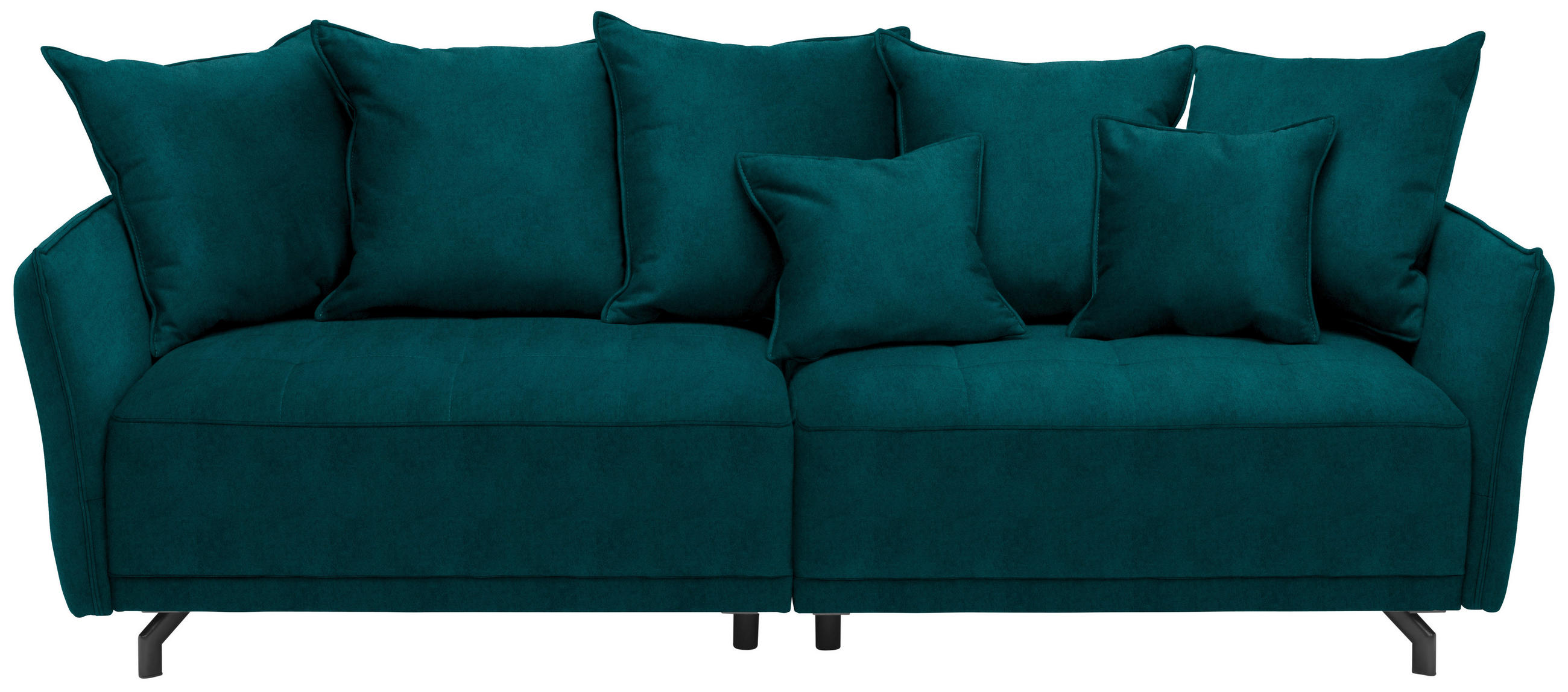 BIGSOFA in Velours Petrol  - Petrol/Schwarz, Design, Textil/Metall (226/91/103cm) - Carryhome
