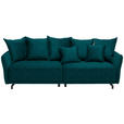 BIGSOFA in Velours Petrol - Petrol/Schwarz, Design, Textil/Metall (226/91/103cm) - Carryhome
