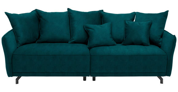 BIGSOFA in Velours Petrol - Petrol/Schwarz, Design, Textil/Metall (226/91/103cm) - Carryhome
