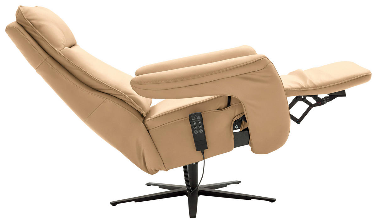 RELAXSESSEL in Leder Honig  - Schwarz/Honig, Design, Leder/Metall (83/116/87cm) - Valdera