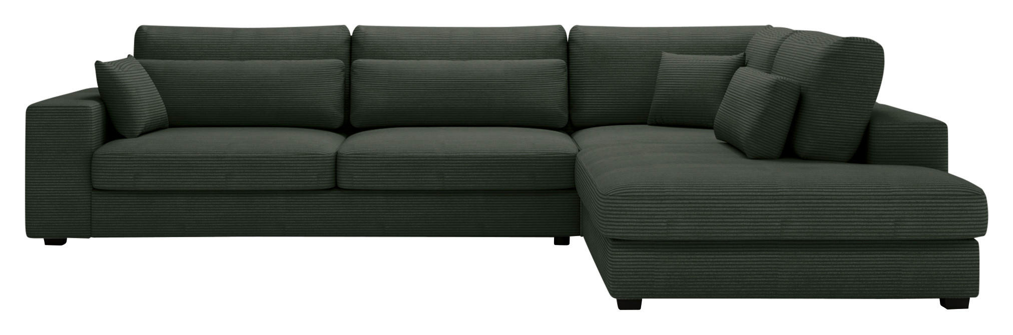 ECKSOFA in Cord Dunkelgrün  - Dunkelgrün/Schwarz, Konventionell, Kunststoff/Textil (314/250cm) - Carryhome