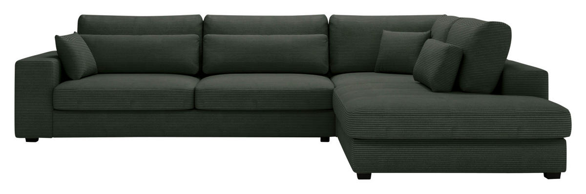 ECKSOFA in Cord Dunkelgrün  - Dunkelgrün/Schwarz, Konventionell, Kunststoff/Textil (314/250cm) - Carryhome