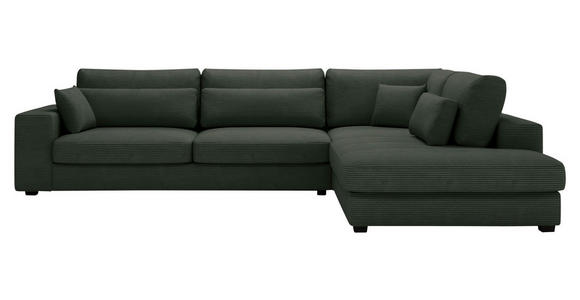 ECKSOFA in Cord Dunkelgrün  - Dunkelgrün/Schwarz, KONVENTIONELL, Kunststoff/Textil (314/250cm) - Carryhome