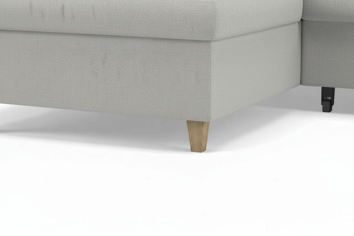 WOHNLANDSCHAFT NIKAS in Bouclé Grau  - Buchefarben/Grau, Design, Holz/Holzwerkstoff (310/198/145cm) - MID.YOU