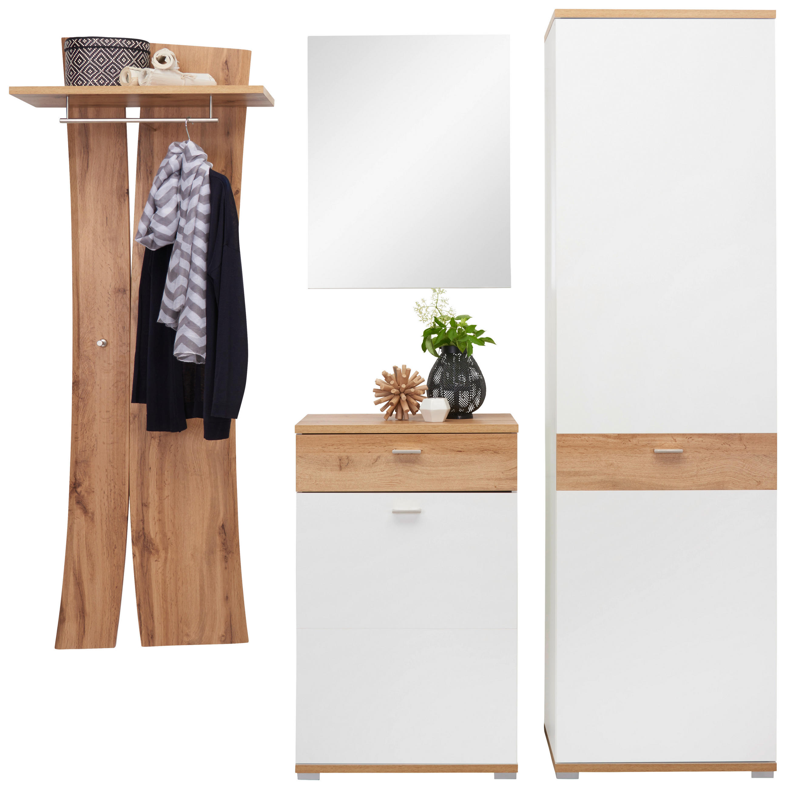 GARDEROBE Weiß, Eichefarben - Eichefarben/Weiß, Design (205/205/40cm) - Carryhome