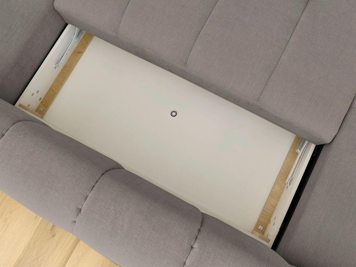 WOHNLANDSCHAFT  FUJI  Taupe Leinenoptik  - Taupe/Schwarz, MODERN, Kunststoff/Textil (160/377/204cm)
