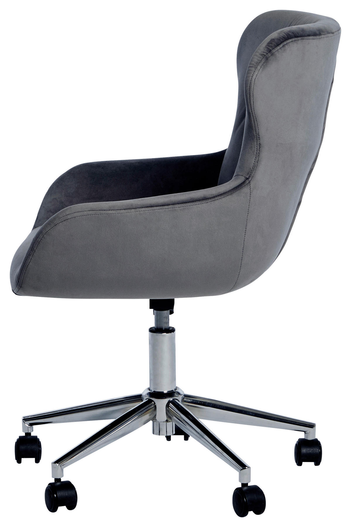 DREHSTUHL  in Samt Grau, Chromfarben  - Chromfarben/Grau, MODERN, Kunststoff/Textil (57/62/83-93cm) - Livetastic