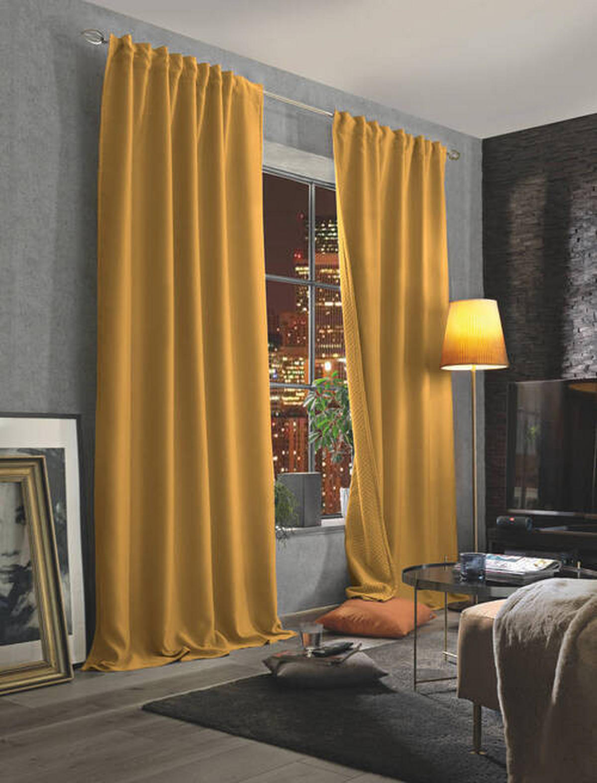 LÄRMSCHUTZVORHANG Verdunkelung  - Currygelb, KONVENTIONELL, Textil (135/245cm)