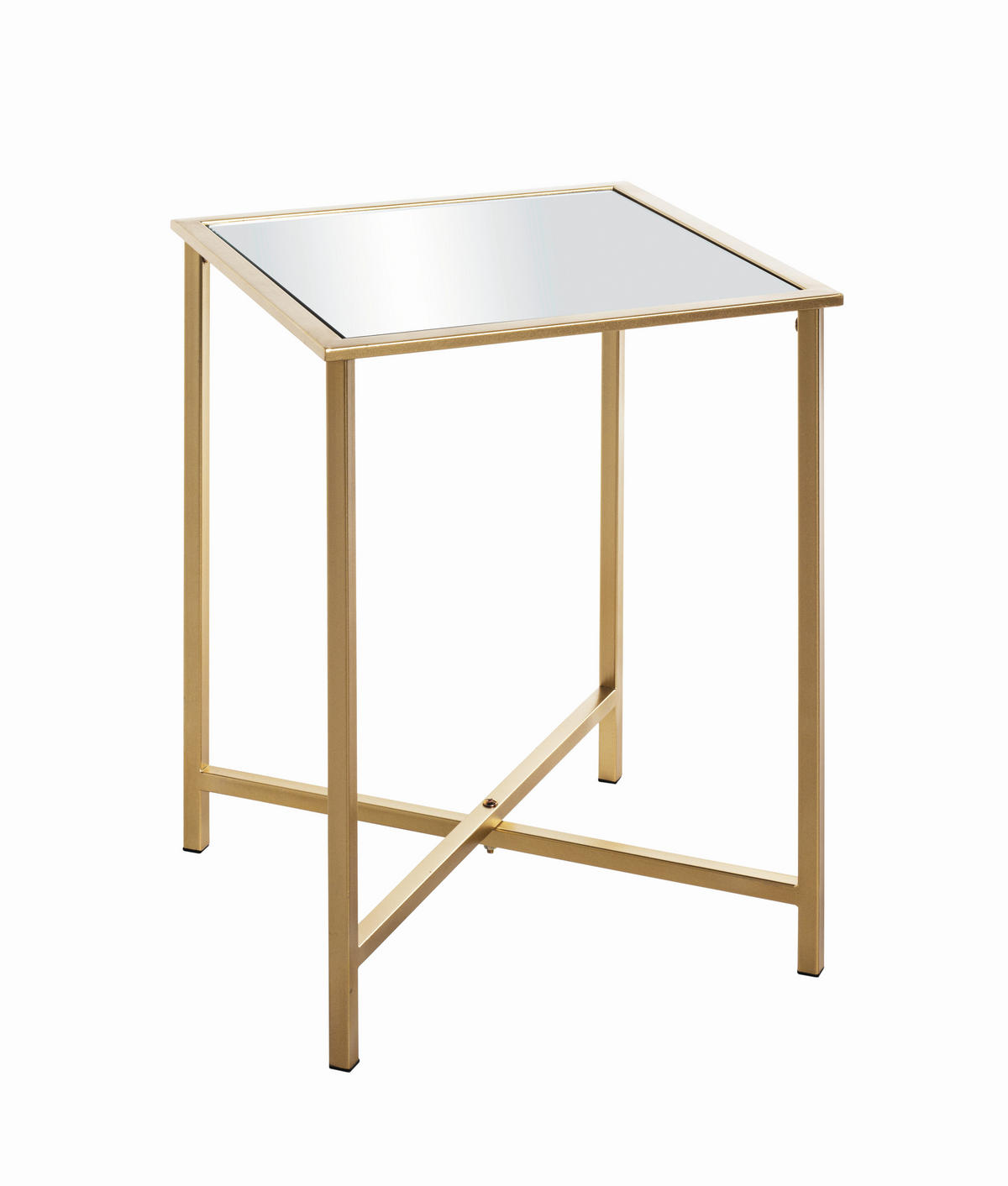 COUCHTISCH Lagos Spiegelglas 39/39/53 cm quadratisch Klar, Goldfarben  - Klar/Goldfarben, MODERN, Glas/Metall (39/39/53cm)