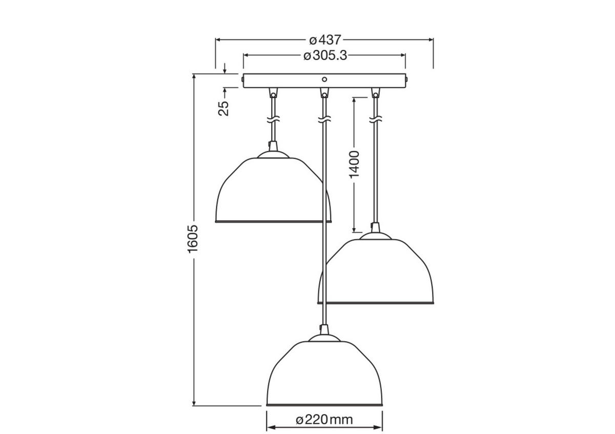 PENDELLEUCHTE 43,7/160,5 cm   - KONVENTIONELL, Papier/Metall (43,7/160,5cm) - Ledvance